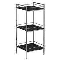 3 tier black high gloss shelf unit chrome frame