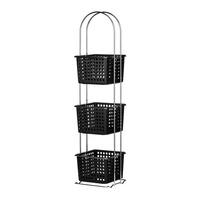 3 tier storage black plastic basket chrome frame