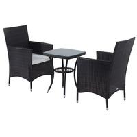 3 piece Rattan Furniture Bistro Set Garden Table Chairs in Brown