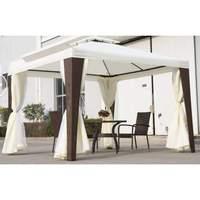 3 x 3m Garden Rattan Metal Gazebo in Beige