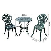 3 piece Bistro Set Table Chairs Patio seat Outdoor Bench in Antique Green