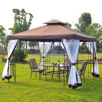 3 x 3m Metal Gazebo with Net in Coffee