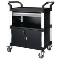 3 SHELVES UTILITY TOOL TROLLEY W/ ONE DRAWER, SIDE PANELS AND 2 SMALL DOO