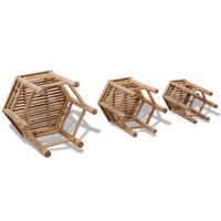 3 pcs Hexagonal Bamboo Stool Set