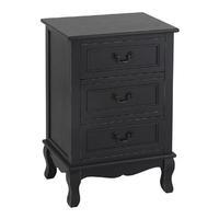 3 Drawer Bedside Cabinet, Distressed Black