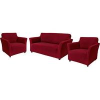 3-Seater Sofa and Armchair Set, Wine, Polyester and Elastane