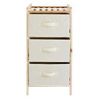 3 Tier Wooden Shelf Unit Canvas Drawers