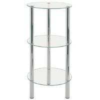 3 Tier Display Stands With Round Glass And Chrome Legs