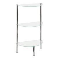 3 Tier Display Stand unit In Half Moon Glass With Chrome Tube