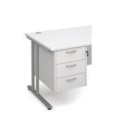 3 DRAWER FIXED PEDESTAL IN WHITE 3 SHALLOW DRAWERS LOCKABLE