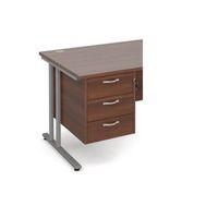 3 DRAWER FIXED PEDESTAL IN WALNUT 3 SHALLOW DRAWERS LOCKABLE