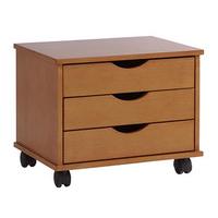 3 drawer rolling storage unit oak wood