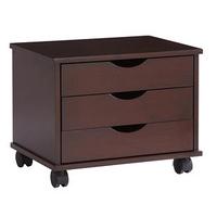 3 drawer rolling storage unit mahogany wood