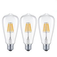 3 pcs-8W E26/E27 LED Filament Bulbs 8 COB 800 lm Warm White /Cool White Dimmable AC 220-240/ AC 110-130 V
