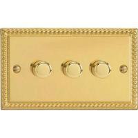 3-Gang 2-Way Georgian Brass LED Dimmer