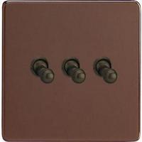 3-Gang 10A Toggle Switch - Mocha