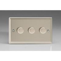 3 gang 2 way satin chrome led dimmer