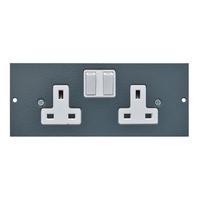 3 compartment floor box 2 Gang Switched Socket Accessory Plate - E58238