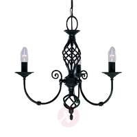 3-light Zanzibar chandelier, black