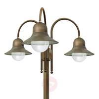 3-bulb post light Felizia, antique brass