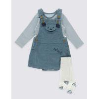 3 Piece Cord Pinny & Bodysuit with Tights