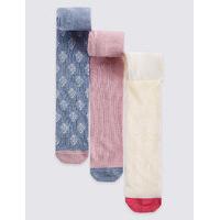 3 Pack of Cotton Rich Tights with StaySoft (0-24 Months)