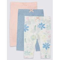 3 Pack Cotton Leggings with Stretch