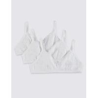 3 Pack Pure Cotton Lace Trim Bras