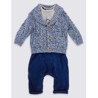 3 Piece Cardigan with T-Shirt & Trousers Outfit