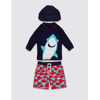 3 Piece Shark Print Swim Outfit (0-5 Years)