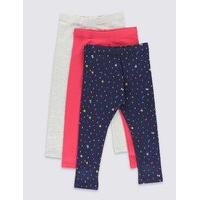 3 Pack Cotton Ditsy Leggings with Stretch (3 Months - 5 Years)