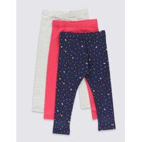 3 pack cotton ditsy leggings with stretch 3 months 5 years