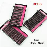 3 Sizes Black Natural False Eyelashes Extensions Kit Individual Lash Fake EyeLash Planting Grafting Eyelashes