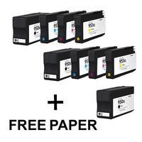 3 x Black HP 950XL and 2 x Colour Set HP 951XL C/M/Y (Remanufactured)+ 1 Free Paper