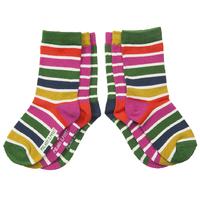 3 Pack Po.p Rainbow Stripe Kids Socks - White quality kids boys girls