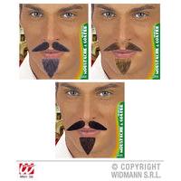 3 Assorted Colour Diplomat Moustache & Goatee