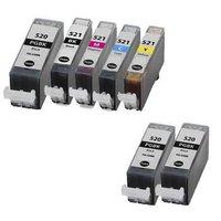 3 x PGI-520BK Black and 1 x Colour Set CLI-521BK/C/M/Y Canon Compatible Cartridges