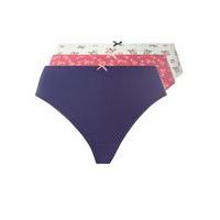 3 pack mint floral high leg knickers pink