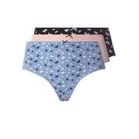 3 pack multi coloured butterfly print knickers pink