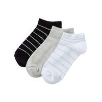 3 pack lurex stripe trainer socks