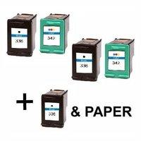 3 x Black HP 336 and 2 x Colour HP 342 (Remanufactured) + 1 Free Paper
