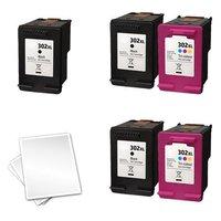 3 x Black HP 302XL (F6U68AE) and 2 x Colour HP 302XL (F6U67AE) (Remanufactured) + 1 Free Paper