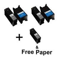 3 x Black Dell Series 24 and 2 x Colour Dell Series 24 (Remanufactured) + 1 Free Paper