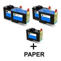 3 x Black Dell 7Y743 and 2 x Colour Dell 7Y745 (Remanufactured) + 1 Free Paper