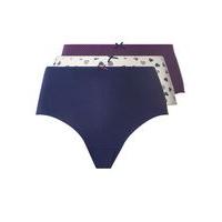 3 Pack Multi Coloured Patchwork Heart Print Knickers, Purple