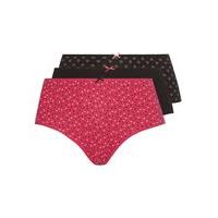 3 pack black ditsy heart full knickers black