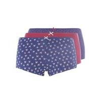 3 Pack Navy Blue Leaf Print Shorts, Navy