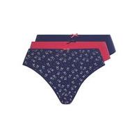 3 pack navy blue love bird print high leg knickers navy