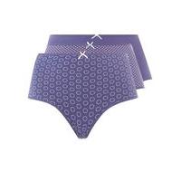 3 pack navy blue geometric print full knickers navy