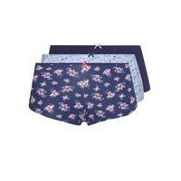 3 Pack Navy Blue Floral Print Shorts, Navy